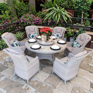 Hiện đại không thấm nước 6 người mây ăn uống thiết lập ban công vườn đồ nội thất mây lười biếng Susan - Product Image 3