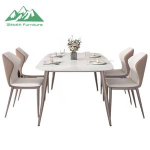 Juego de Comedor Rectangular Moderno y Lujoso Wayon con Cubierta de Piedra Espejada y Sillas <span class=keywords><strong>para</strong></span> Hotel y Villa, Ensamblado - Product Image 5