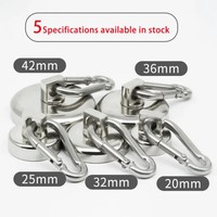 Crochets pivotants industriels en NdFeB, boucle magnétique, support magnétique pour plafond, crochets aimantés en néodyme, 20 mm/25 mm, pivotant à 360 degrés, mousqueton magnétique