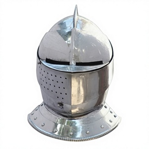Casco de caballero Medieval cerrado, 16 calibres, TC113, color plata, utilizado en decoración - Product Image 1