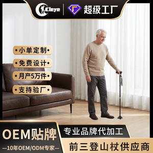 Bâton de marche télescopique en alliage d'aluminium, léger, pour randonnée en plein air, pointe en caoutchouc, design minimaliste pour personnes âgées - Product Image 3