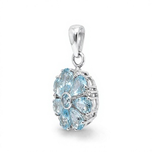 Colgante de Aguamarina y Diamantes en Plata de Ley 925 con Baño de Rodio, Joyería de Lujo - Product Image 3