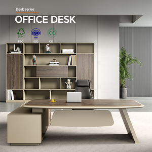 Escritorio Ejecutivo Moderno de Lujo en Forma de I, Mesa de Oficina Clásica Tradicional de Madera para Gerente o Jefe, Mesa de Computadora Convertible - Product Image 3