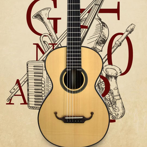 Guitare <span class=keywords><strong>classique</strong></span> de 36 pouces de haute qualité du XIXe siècle avec un matériau arrière/latéral en palissandre au design unique de 3/4 - Product Image 1