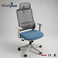 Chaise de bureau ergonomique moderne et confortable avec revêtement en tissu, hauteur réglable, pivotante, inclinable, avec structure en acier