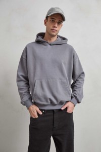 Sudadera con capucha de gran tamaño para hombre con forro polar suave sólido invierno Casual versátil gama de 8 colores gorra cómoda - Product Image 5