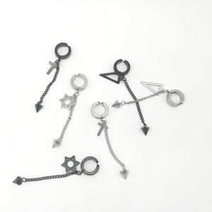 Clip-On Earrings Geometric <b>Cross</b> Tassel <b>Chain</b> Zinc Alloy For Non-Pierced Ears Fashion Jewelry - Product Image 2