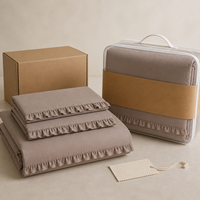 Ensemble de literie en coton pur à volants taupe, 3 pièces, housse de couette, drap, taies d'oreiller pour chambre à coucher, vente en gros