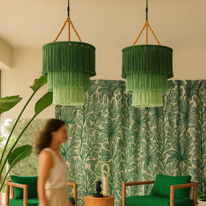 Boho Bãi Biển Phong Cách Mặt Dây Chuyền Ánh Sáng Lịch Thi Đấu Tự Nhiên Chiếu Sáng Tường Treo Nghệ Thuật Thiết Kế Trang Trí Nội Thất Tường Trang Trí Nội Thất Chụp Đèn Quà Tặng - Product Image 1