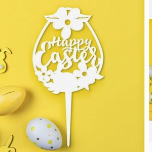 Honey And Sweetness Easter Cake Topper Acrylic Happy Easter Floral Design Cake Plugin For Easter Decoration - Product Image 4