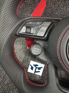 Volant <span class=keywords><strong>sport</strong></span> en cuir perforé <span class=keywords><strong>noir</strong></span> carbone pour Audi B8 B9 R8 A3 A4 A5 A6 A7 A8 Q5 Q7 MK3 TTRS TTS S3 Haute qualité - Product Image 2