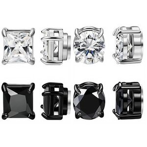 Stainless Steel Zircon <strong>Claws</strong> Magnetic Suction <strong>Earrings</strong> for Men Women Ear Clips Wholesale Simple Wear Damaging Ears - Product Image 2