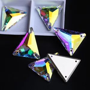 XULIN Triangle k9 Flat Back Crystal AB Glass Stone Sew On Gemstones For Clothing Garments