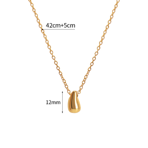 Fashion Pure 18k Gold Water Drop Pendant Necklace Small <strong>Golden</strong> Bean Necklace for Women High Quality Stainless Steel Necklace - Product Image 6