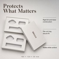 Boîte d'emballage rigide pour montre, blanc mat, avec insert en EVA, logo personnalisé