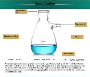 ขวดแก้วกรอง Boro3.3สูงห้องปฏิบัติการพร้อมการกรองขวดแก้วสำหรับงานสำเร็จการศึกษา - Product Image 6