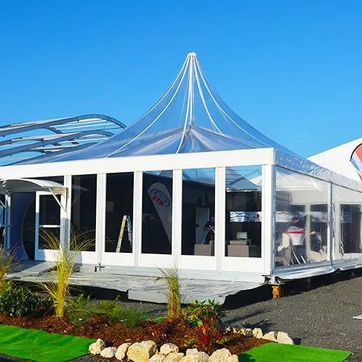 Tente de pagode gazébo en verre Offre Spéciale, chapiteau de mariage en plein air, tente de fête claire bon marché