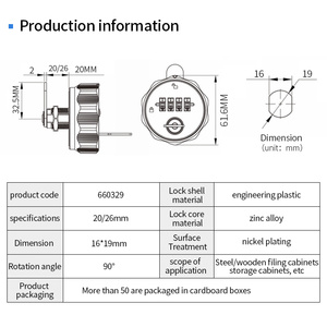 6032黒リセット可能メカニカルコンビネーションロック高セキュリティキャビネット引き出しヘビーデューティキーレスロック - Product Image 4