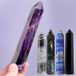 Columna de cristal Natural de 8-15cm, varita de un solo punto, <span class=keywords><strong>Prisma</strong></span> <span class=keywords><strong>Hexagonal</strong></span> de cristal, torre de piedra de fundición blanca, decoración del hogar, artesanías de piedra - Product Image 4
