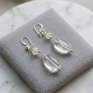 925 Sterling <b>Silver</b> Clear Quartz <b>Drop</b> <b>Earrings</b> for Women Elegant Crystal Jewelry Daily Wear & Gifting - Product Image 3