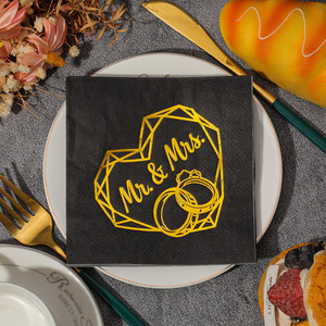Mr & Mrs Wedding Napkins 250mm Square Paper Napkin Green White Black Party Tableware Birthday Decoration - Product Image 5