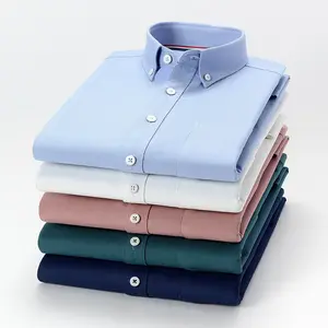無地コットンオックスフォード長袖シャツカスタマイズビジネスユースユニフォーム高品質カジュアル韓国メンズシャツ