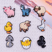 Accessoire plat en PVC motif animal de dessin animé pour coques de téléphone, accessoires capillaires, vêtements et sabots, patch en caoutchouc souple mignon à faire soi-même