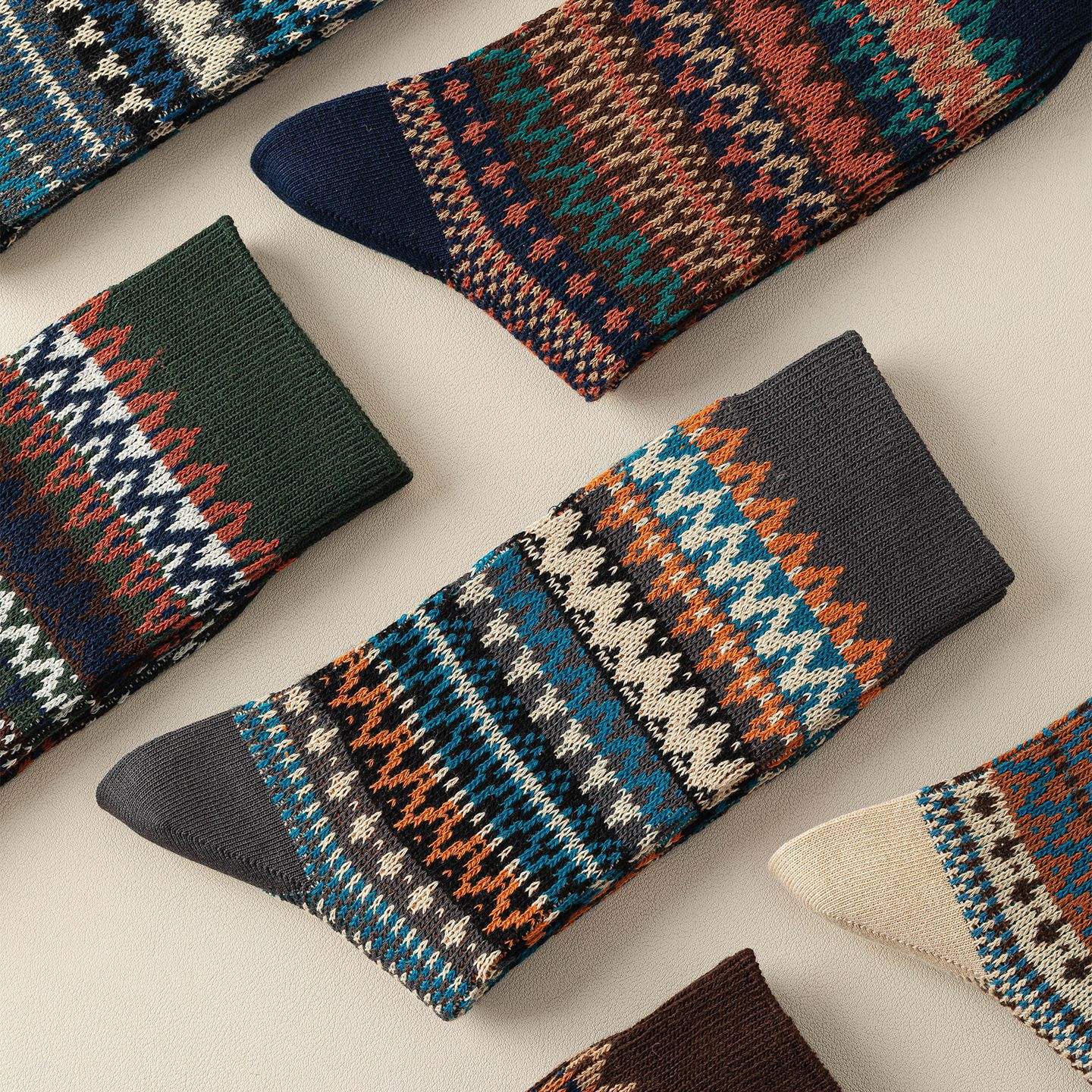 Men's Fall/Winter Mid Calf Lightweight Spandex/Cotton Socks-Warm Breathable Trendy Daily Wear Bulk Order Customization Available