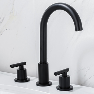 <span class=keywords><strong>Robinet</strong></span> de lavabo 3 trous <span class=keywords><strong>noir</strong></span> <span class=keywords><strong>mat</strong></span> <span class=keywords><strong>robinet</strong></span> d'eau à <span class=keywords><strong>main</strong></span> double poignée <span class=keywords><strong>robinet</strong></span> de lavabo rotatif à 360 ° pour salle de bain - Product Image 2