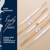 Baguettes jetables en bambou personnalisées, à une ou deux pointes, design minimaliste, baguettes à sushi
