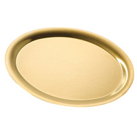 Plateau de service ovale plat en acier inoxydable doré FLEY, motif uni, moderne et minimaliste, vaisselle polyvalente pour plats vapeur