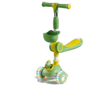 Nouveau modèle de trottinette pour enfants à hauteur réglable, avec siège, lumières et roues, trottinette pliable à <span class=keywords><strong>3</strong></span> roues pour filles et garçons - Product Image 1