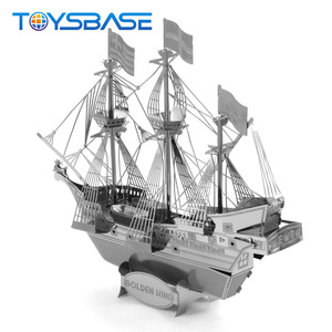 Jouet éducatif en métal à assembler, ensemble de bateau pirate, <span class=keywords><strong>puzzle</strong></span> magnétique <span class=keywords><strong>3D</strong></span> - Product Image 3