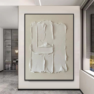 Paleta cuchillo 3D grueso minimalista blanco abstracto pared arte hecho <span class=keywords><strong>a</strong></span> mano pintura al óleo para sala de estar - Product Image 6