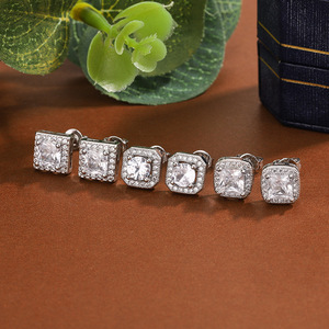 Pendientes Clásicos Cuadrados y Redondos con Circonita para Mujer, Pendientes de Halo Chapados <span class=keywords><strong>en</strong></span> Platino y <span class=keywords><strong>Latón</strong></span>, <span class=keywords><strong>Joyería</strong></span> de Moda para Bodas y Fiestas - Product Image 6