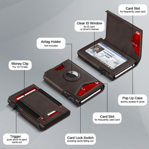 Portefeuille intelligent en métal personnalisé OEM pour hommes, blocage RFID, portefeuille pop-up en aluminium avec emplacement <span class=keywords><strong>AirTag</strong></span>, <span class=keywords><strong>porte</strong></span>-cartes de crédit et d'identité fin pour affaires - Product Image 2