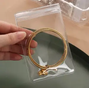 100pcs Clear Self Adhesive Zipper Mini Jewelry Bangle Ring PVC Plastic Pouch Bag Packaging
