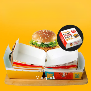 Toptan tek kullanımlık gıda ambalaj kutuları oluklu Hamburger kutuları beyaz karton kağıt kapaklı <span class=keywords><strong>Burger</strong></span> kutusu - Product Image 1