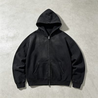 Hoodie zippé vintage coupe ample en molleton épais 400 g/m², effet délavé, de marque Street Wear, pour usine de confection