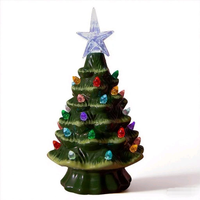 Sapin de Noël en céramique lumineux à LED, fonctionnant sur piles, veilleuse pour la décoration de table de Noël à la maison