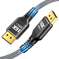 Câble Justlink 16K DP 2.1 vers DP 8K 54 Gbps, cœur en cuivre plaqué or, gaine en coton, vidéo mâle-mâle pour moniteur PC