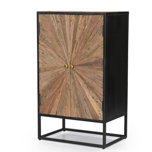 Mueble de Madera de Lujo con Estructura de Acero con Recubrimiento de Polvo Negro, Acabado de Madera Natural, Unidad de Almacenamiento para Sala de Estar u Oficina - Product Image 1