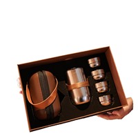 Ensemble bouilloire et tasses à thé en titane pur 180 ml – Design minimaliste, résistant aux hautes températures, portable, pour thé Kung Fu