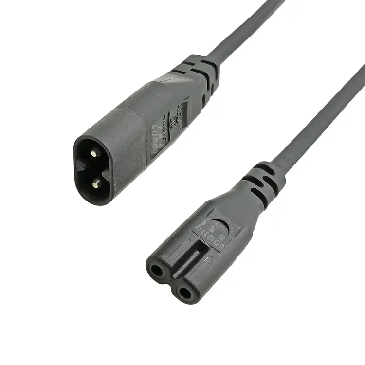 250V 2.5A C7 to C8 Connector IEC 60320 0.3m/1.5m White/Black Color Extension Power Cable