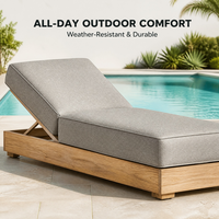 Chaise longue inclinable en teck massif imperméable pour l'extérieur - Design minimaliste moderne et mobile pour hôtel, salon, piscine, plage