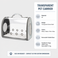 Sac de transport transparent pour animaux de compagnie YAOYUE, coque rigide en PP, avec panneaux latéraux effet laser arc-en-ciel, pour chiens et chats