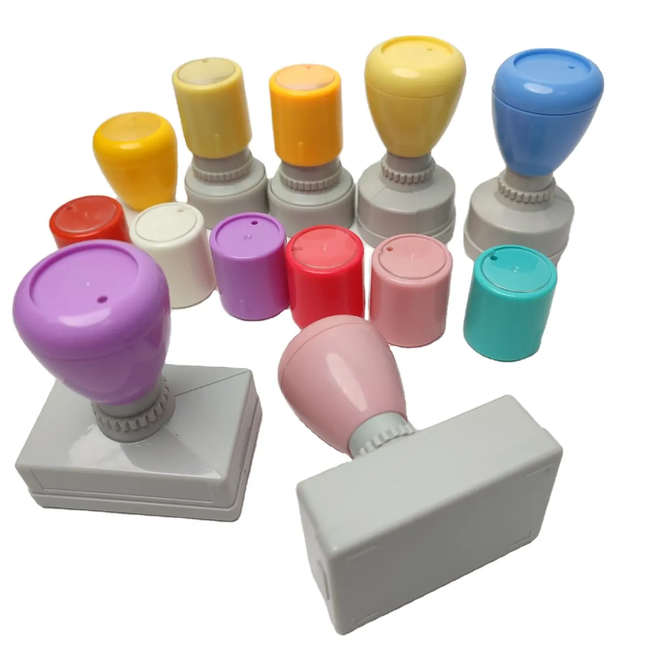 Haute qualité HA couleur pastel Logo personnalisé enseignant timbres rond Flash jouet nom timbre avec mousse de 7mm