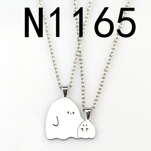Dessin animé Couple fantôme étreinte pendentif collier avec lien chaîne bijoux de mode pour les femmes pour la saint-valentin exprimer l'amour - Product Image 2