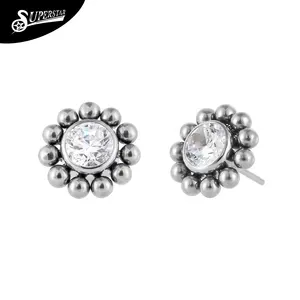 Superstar Custom Titanium Small Ball Zirconia Circular Piercing Jewelry Threadless Attachments