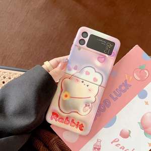 Funda de teléfono con dibujos animados 3D de conejo para móvil, carcasa de silicona IMD para Samsung Z Flip 4 3, para <span class=keywords><strong>Huawei</strong></span> <span class=keywords><strong>P50</strong></span> <span class=keywords><strong>Pocket</strong></span> - Product Image 3